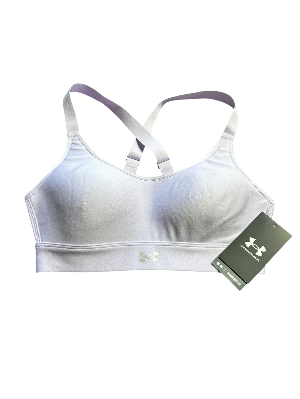 UNDER ARMOUR lavender purple pull on Voss back padded medium support sports bra